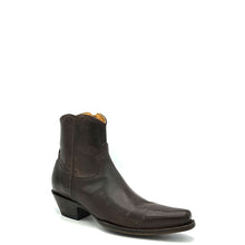 Load image into Gallery viewer, Men's handmade chocolate cowhide leather cowboy boots. Inside Zip. 7" height. Tan leather lining. Square toe. 1 3/4" heel. Teak leather sole.