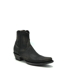 Load image into Gallery viewer, Men's Distressed Black Ankle Zip Cowboy Boots with Inside Zip 7" Height Snip Toe 1 3/4" Heel Distressed Black Sole