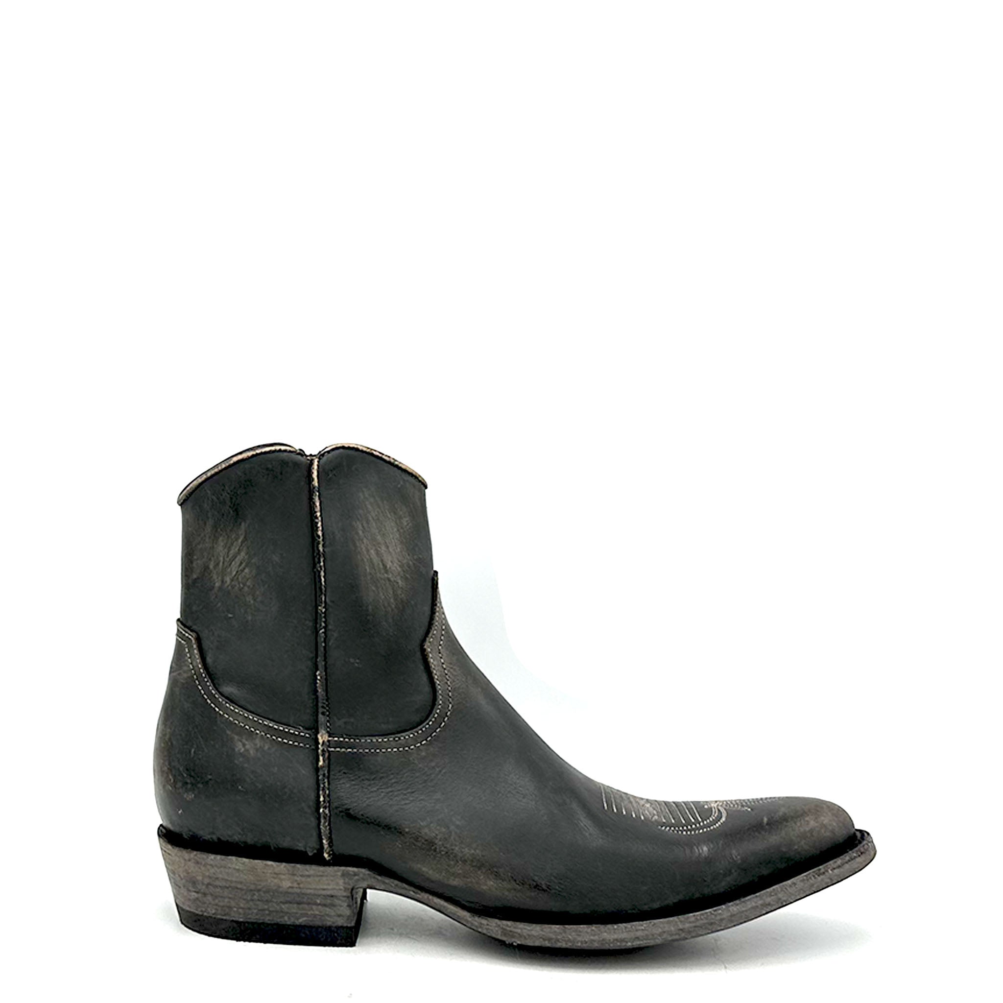 Men s Distressed Black Ankle Zip Cowboy Boots Los Angeles Boot Star USA