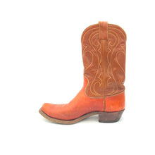Load image into Gallery viewer, Men&#39;s Cognac Cowboy Boots Light Brown Shafts Grey and Gold Western Stitch Pattern 10&quot; Height 1&quot; Box Toe 1 1/4&quot; Heel Brown Sole
