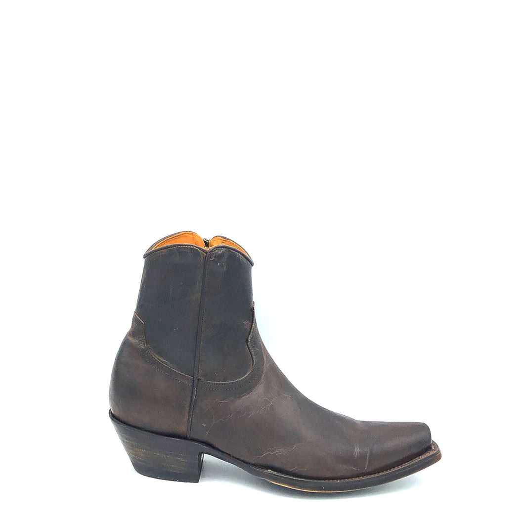 Men's handmade chocolate cowhide leather cowboy boots. Inside Zip. 7