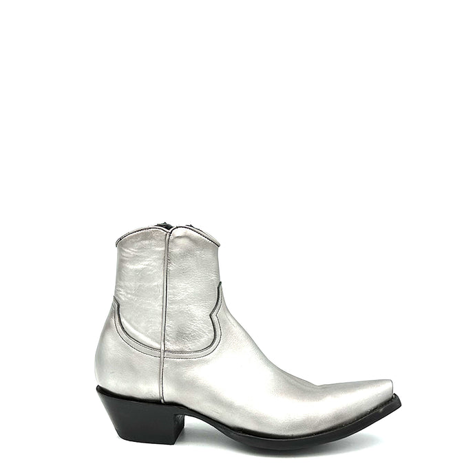 Men's Metallic Silver Ankle Zip Cowboy Boots with Inside Zip 7